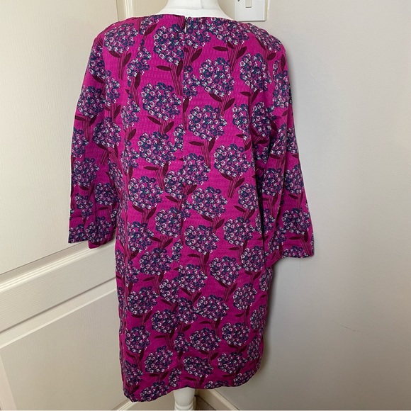 White Stuff Size 16 100% Cotton Perfect Pink Purple Vocal Floral Tunic ¾ sleeve - Picture 6 of 15
